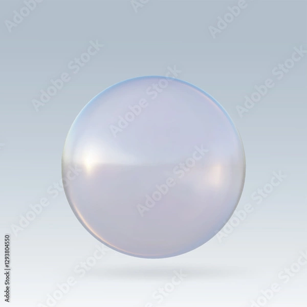 Fototapeta Crystal ball with a shimmering luster. 3D transparent white glass sphere ball. Vector illustration