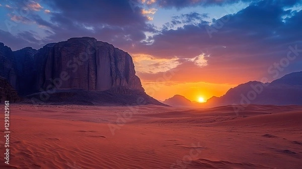 Obraz Desert sun set in mountains