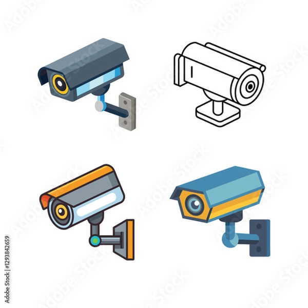 Obraz Digital Surveillance Camera Illustration, CCTV Camera Vector.