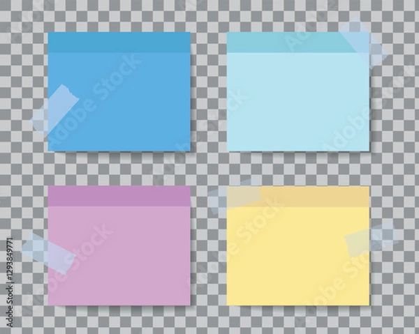 Fototapeta Realistic sticky notes isolated with real shadow on white background
