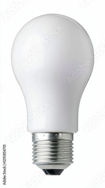 Fototapeta White Bulb with Metal Base for Lighting and Electricity a Source of Light and Energy Illustration
