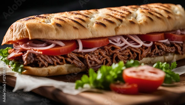 Obraz Delicious Grilled Pulled Pork Sandwich