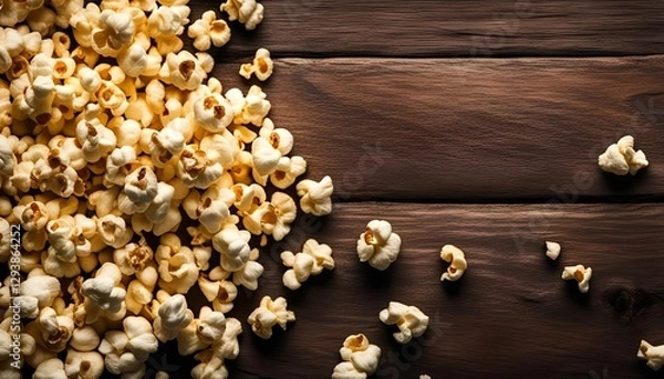 Obraz Popcorn on Wooden Background