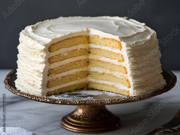Fototapeta A delicate Swedish princess cake layered with marzipan and sponge cake.