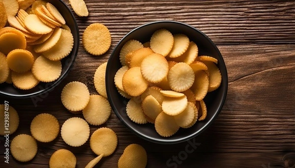 Obraz Crispy Crackers on Wooden Table