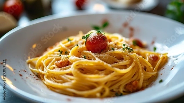 Obraz Pasta linguine plate