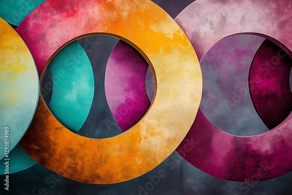 Obraz Abstract Interlocking Rings of Hues and Textures
