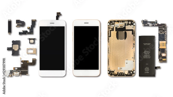 Obraz Smartphone components isolate on white