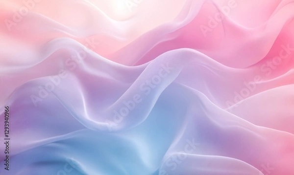 Fototapeta Smooth elegant pink, purple and blue gradient chiffon fabric flowing and waving in the wind