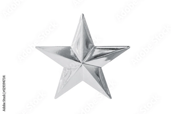 Fototapeta Silver star isolated on white background