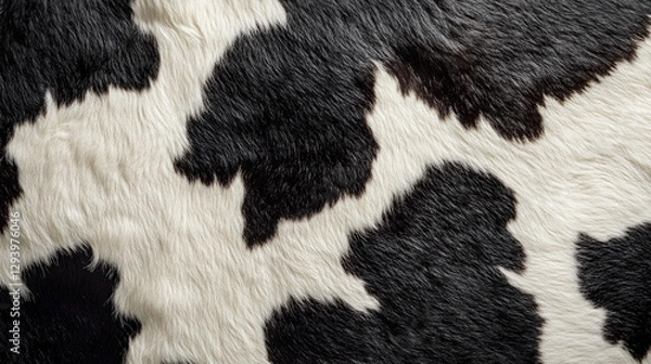Fototapeta Cow print background with organic black and white patches on natural cowhide