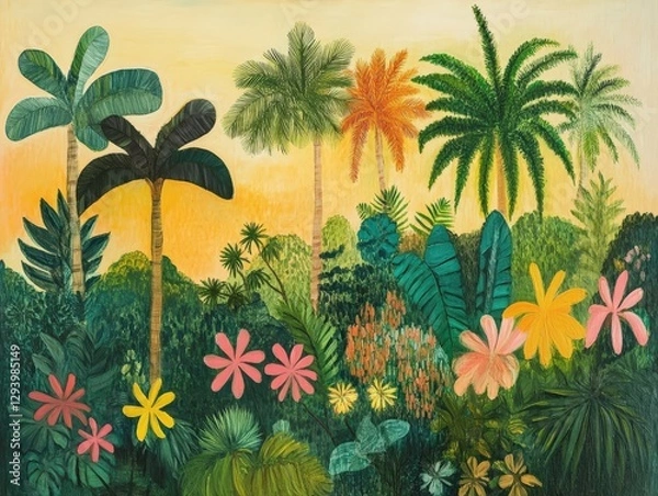 Fototapeta Tranquil Tropical Rainforest, A Celebration of Nature's Biodiversity