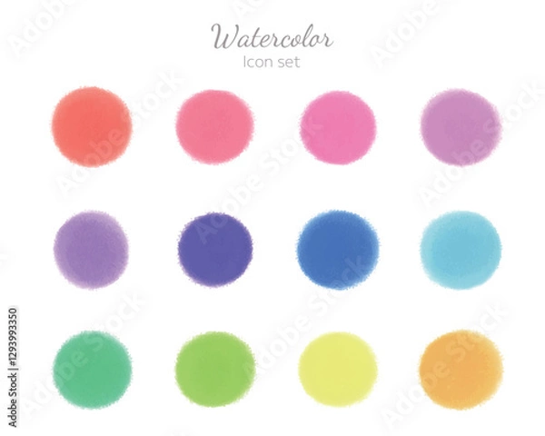Fototapeta 水彩テクスチャのアイコンセット