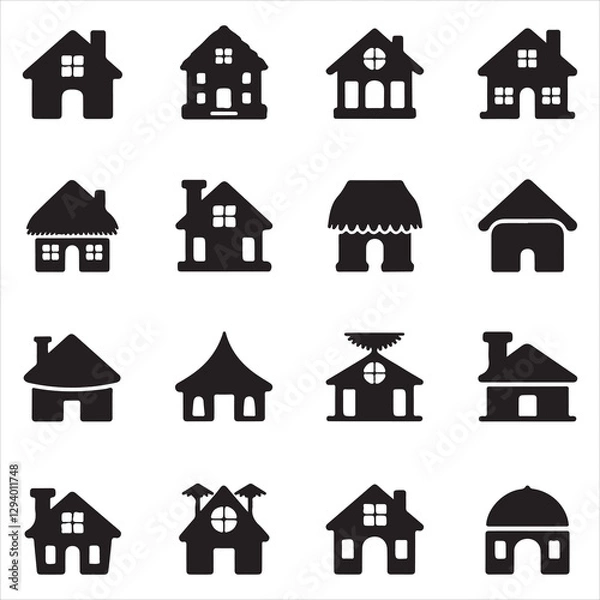 Fototapeta set vector various home icon silhouettes