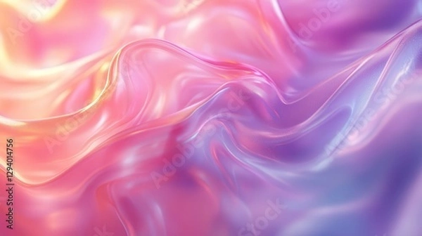 Fototapeta A pink and purple wave with a shiny, reflective surface. The wave is made of a shiny, reflective material that gives it a dreamy, ethereal quality