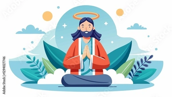 Fototapeta Her posture conveys a sense of quiet hope and unwavering faith.