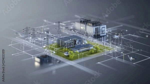 Obraz Centralized Power Grid System with Futuristic Technological Infrastructure