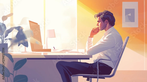 Obraz young professional working in a deep thought