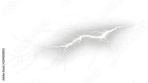 Fototapeta Powerful White Lightning Bolt on transparent Background
