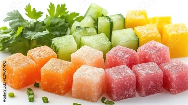 Obraz Delicious bouillon cubes on white background