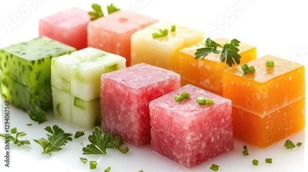 Obraz Delicious bouillon cubes on white background