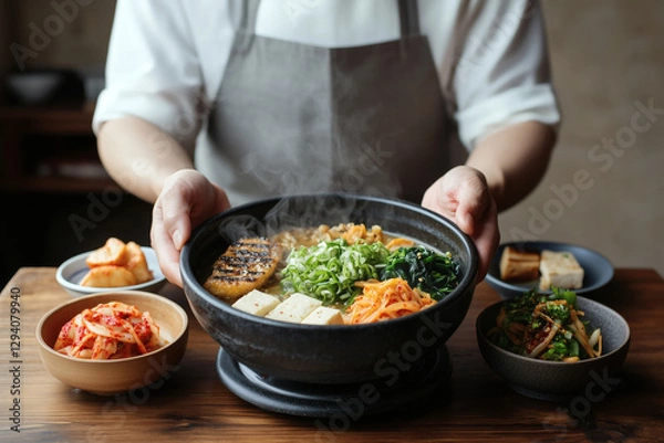 Fototapeta Steaming Bowl of Asian Soup