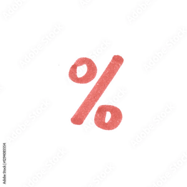 Fototapeta Percent Symbol, hand-drawn marker glyph with red color on transparent Background