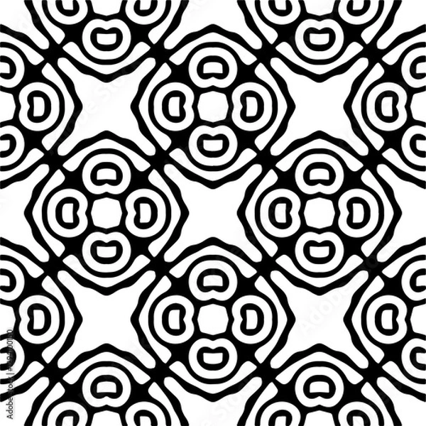 Fototapeta Vector pattern in ornamental style. Black and white color. Simple all over print block for apparel textile, ladies dress, fashion garment, digital wall paper.
