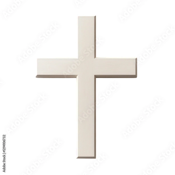 Fototapeta simple white cross with soft drop shadow, symbolizing faith and spirituality. This minimalist design can be used in various religious contexts and artistic expressions