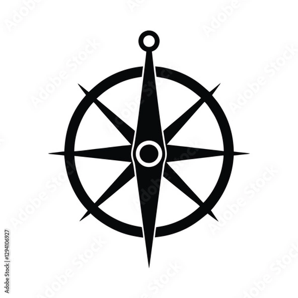 Fototapeta Clear compass drawing tool illustration representing accurate direction for business planning on white