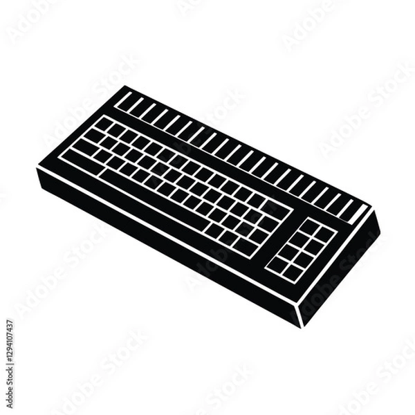 Fototapeta Sleek computer keyboard vector emphasizing efficient typing and modern office technology on white