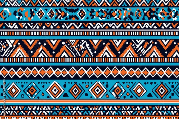 Obraz Vibrant Tribal Geometric Textile Pattern Design