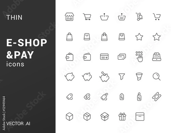 Obraz Pack of thin e-commerce icons