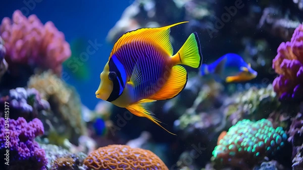 Fototapeta A vibrant coral reef teeming with colorful fish and marine life.