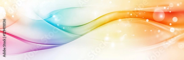 Fototapeta Abstract Background Vibrant Rainbow Wave with Flowing Ribbon Effect and Sparkling Light Accents