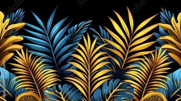 Obraz decorative art deco modern geometric pattern in gold and black, in the style of abstracted botanical illustrations