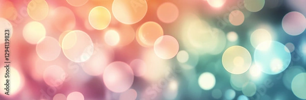 Fototapeta Soft Pastel Bokeh Background with Multi-Colored Light Spots and Dreamy Atmosphere