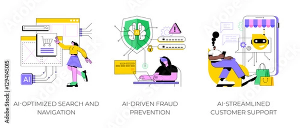 Obraz AI in online shopping abstract concept vector illustrations.