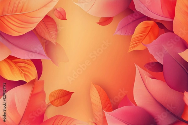 Fototapeta Abstract Autumn Leaves Frame with Warm Tones - Flower Background
