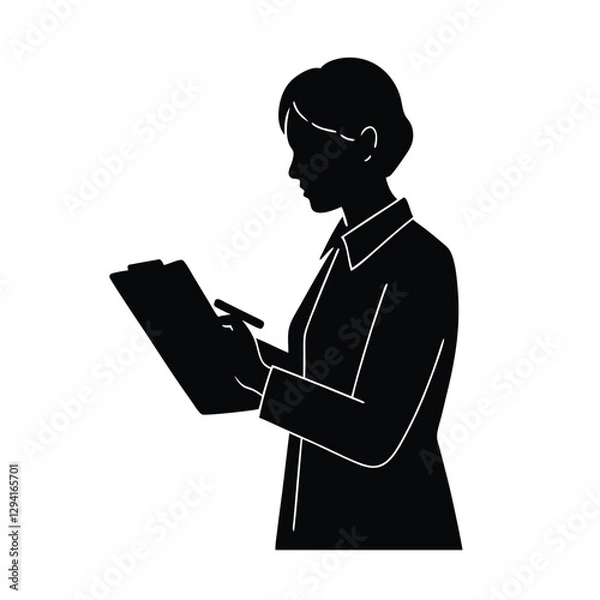Fototapeta Person taking notes on clipboard to capture important meeting details