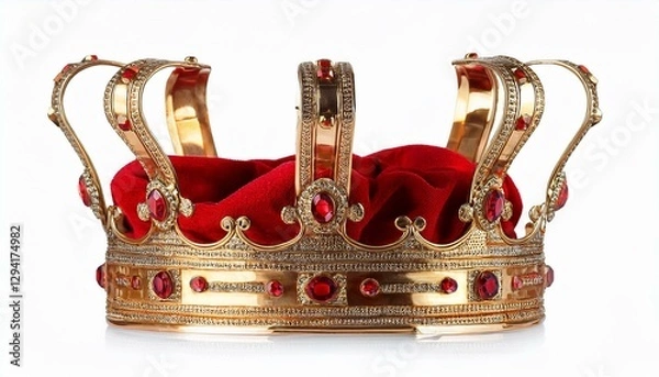 Fototapeta elegant luxury gold red crown isolated on white or transparent