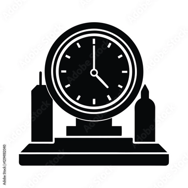 Fototapeta Modern desk clock silhouette showcasing office hours for efficient time management