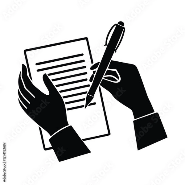 Obraz Focused hands silhouette expertly signing a document with precise strokes