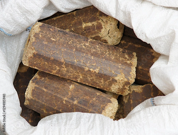 Obraz Wood briquettes from sawdust