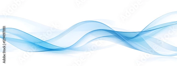 Obraz Abstract blue vector background with wavy lines on a white background
