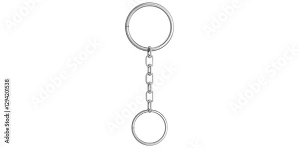 Fototapeta Realistic Silver Key Chain With Metal Rings Vector Illustration.	