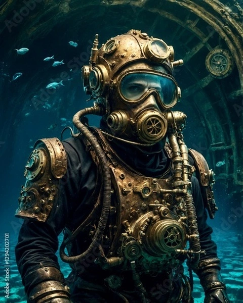 Obraz Steampunk Diver under the sea