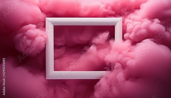 Obraz white frame amidst pink mist