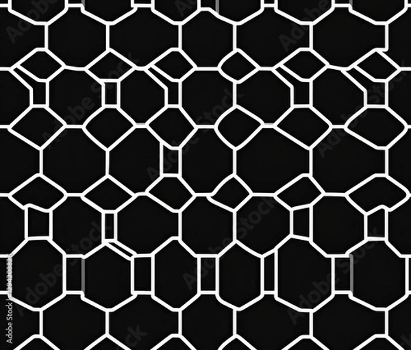Fototapeta Abstract geometric pattern, repeating honeycomb shapes, dark background, graphic design element