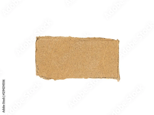 Obraz Cardboard piece with rough edges on white background. transparent PNG